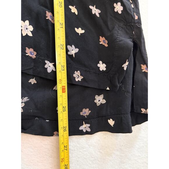 Loft Blouse Small Black Floral Pleated Bell Sleeve Lightweight Pheasant - Picture 4 of 6